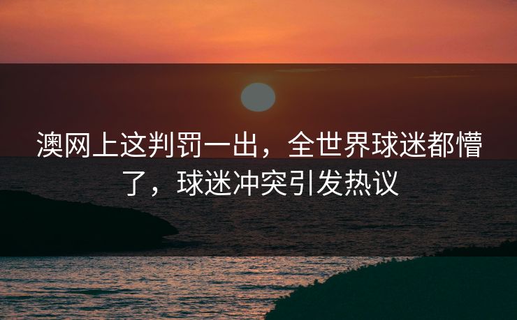 澳网上这判罚一出，全世界球迷都懵了，球迷冲突引发热议  第1张